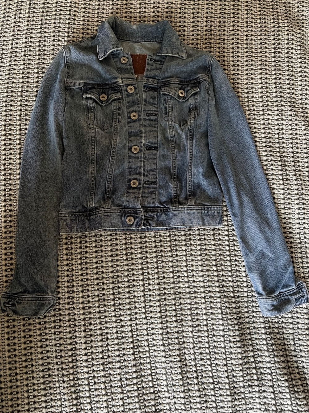 AG cropped denim jacket, jean jacket, distressed